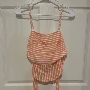Francesca’s women’s pink and orange cropped tank top with bow, size small